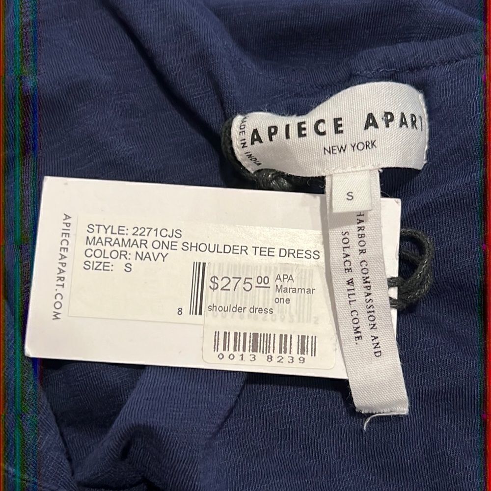 NWT APIECE APART MARAMAR ONE SHOULDER TEE DRESS NAVY Small - Picture 12 of 15